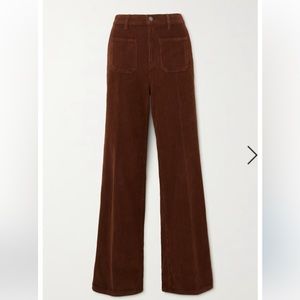 REFORMATION Alyssa High Rise Wide Leg Corduroy Pants, Cafe, size 26